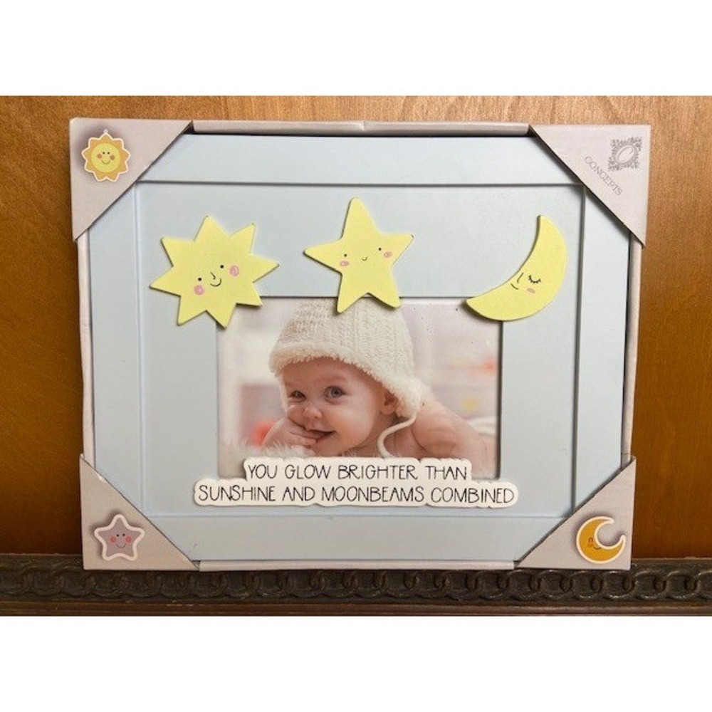 Concepts Baby Picture Frame 4x6 Blue Celestial Sun Moon Star You Glow Brighter